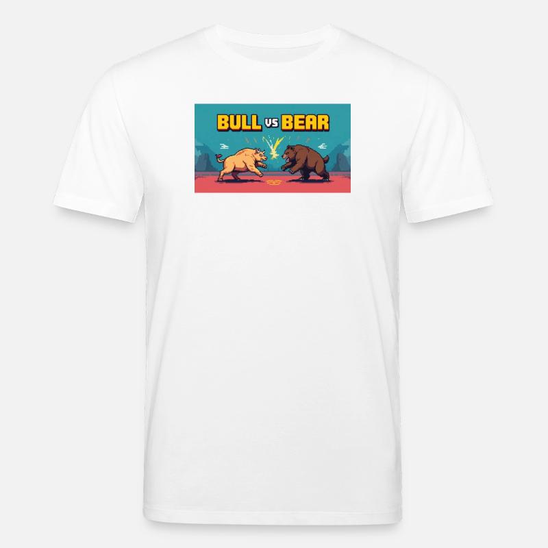 Pixel Art Kampf Stier gegen Bär - Stanley/Stella Unisex Bio-T-Shirt CREATOR  - Weiß