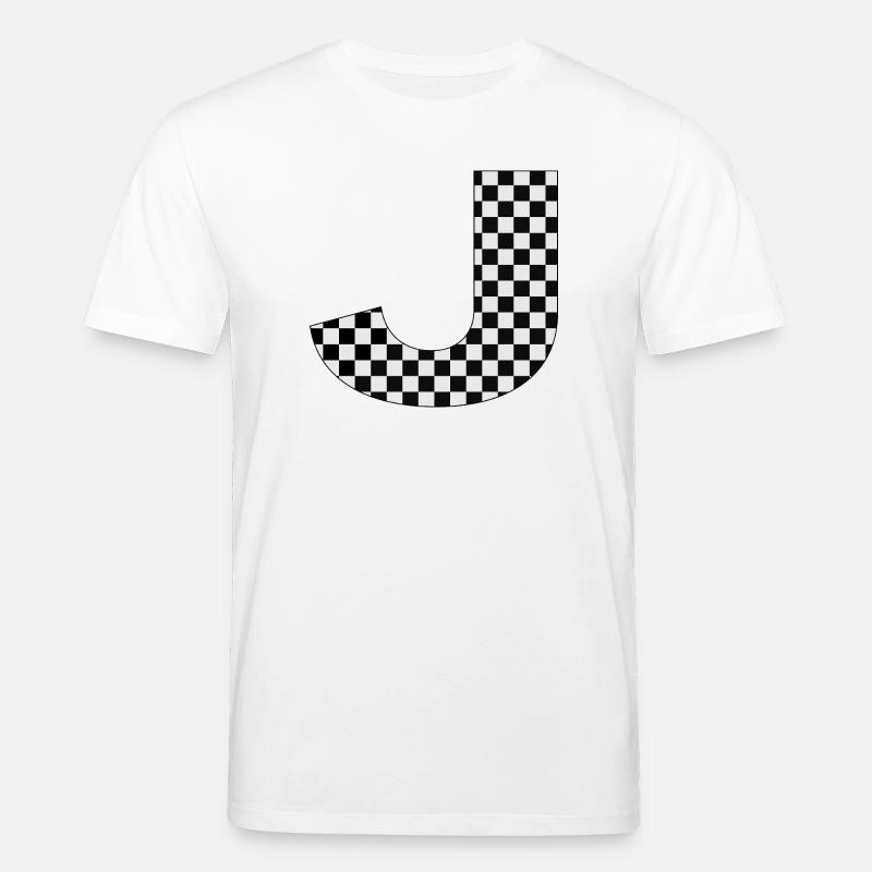 Schachbrett Muster Buchstabe J Design - Stanley/Stella Unisex Bio-T-Shirt CREATOR  - Weiß