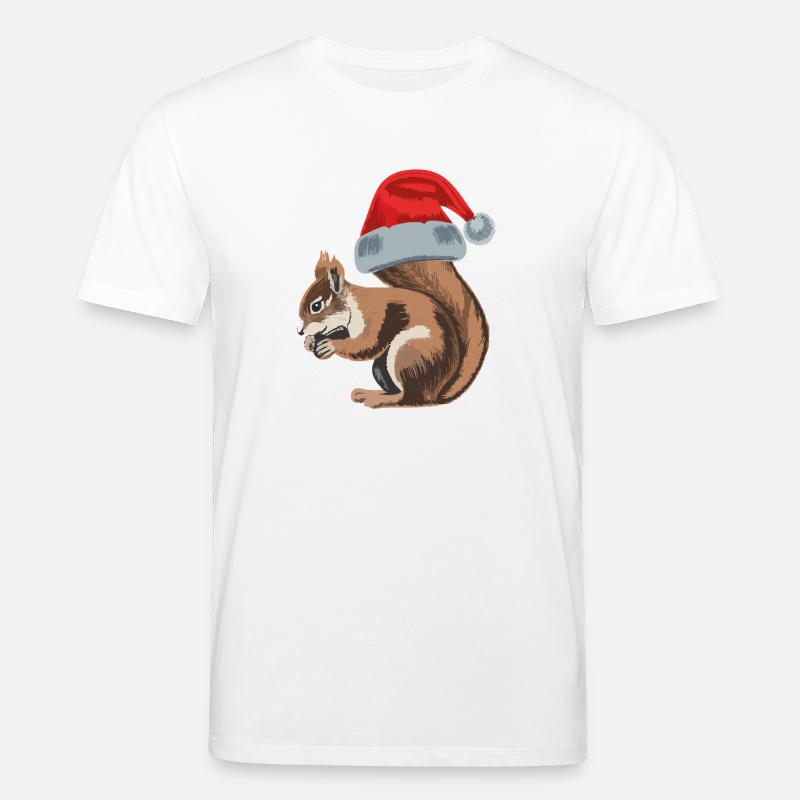 Cute squirrel with Santa hat - Stanley/Stella Unisex Bio-T-Shirt CREATOR - Weiß