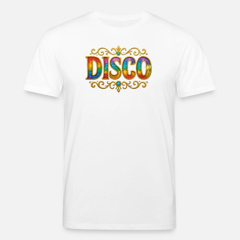 Buntes Disco-Motiv mit Goldrahmen - Stanley/Stella Unisex Bio-T-Shirt CREATOR  - Weiß