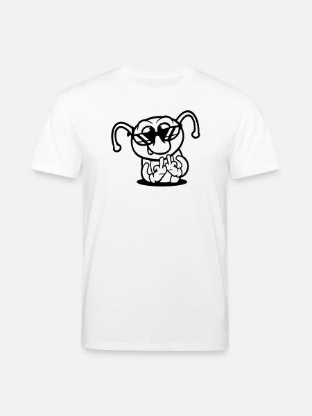 Caterpillar Middle Finger Insult Hole Sunglasses - Stanley/Stella CREATOR Unisex Organic T-Shirt - white