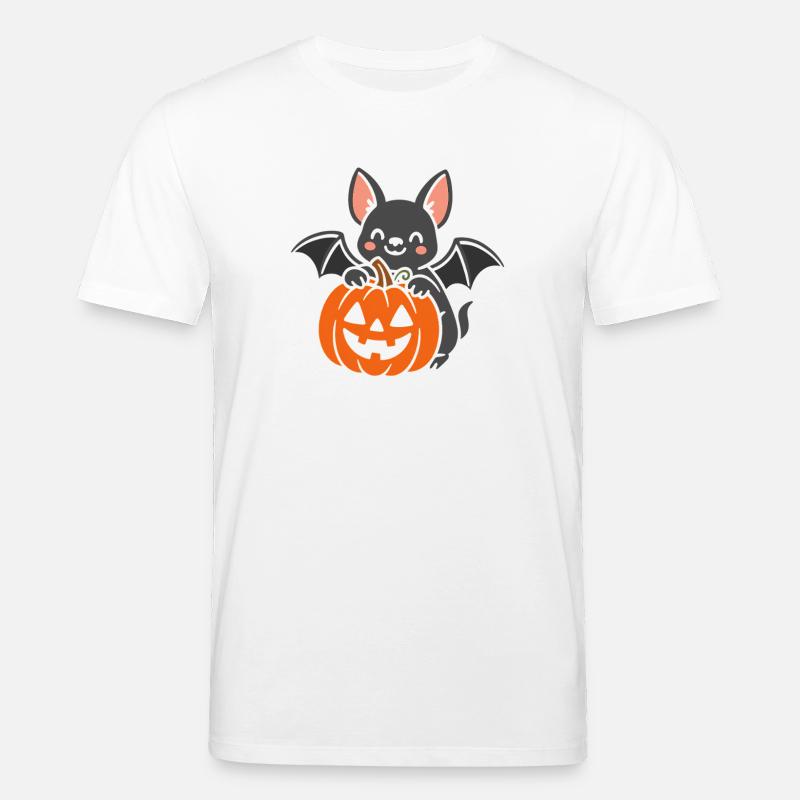 Süßer Halloween-Knabbermaus mit Kürbis - Stanley/Stella Unisex Bio-T-Shirt CREATOR  - Weiß