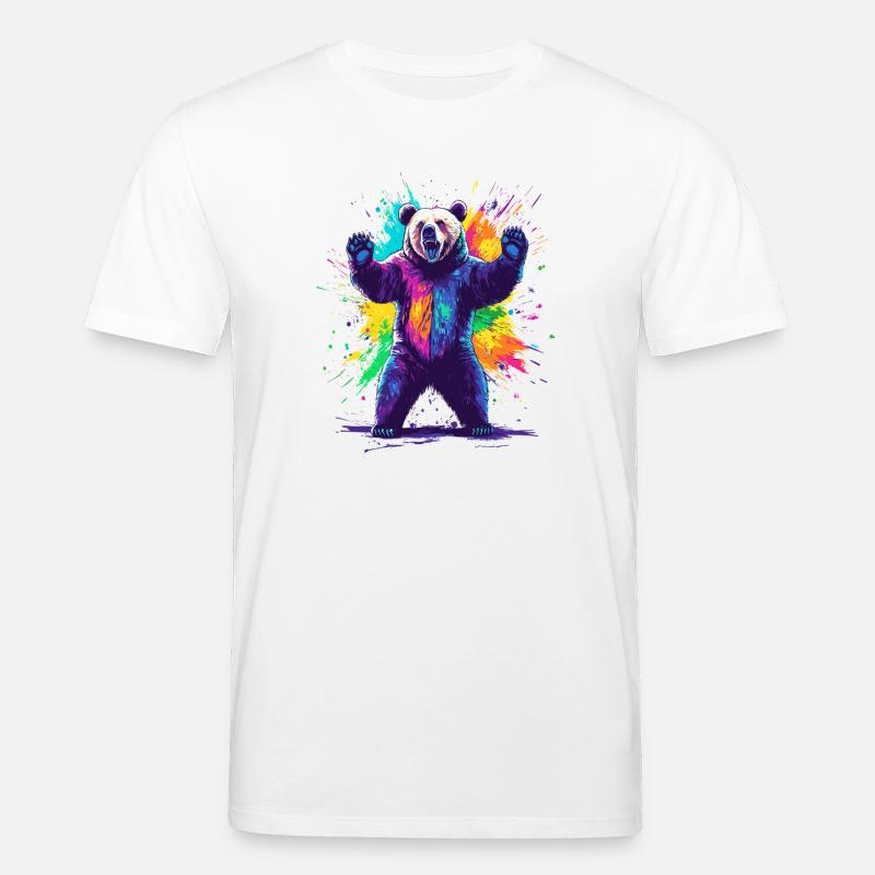 Bär mit bunter Farbexplosion - Stanley/Stella Unisex Bio-T-Shirt CREATOR  - Weiß