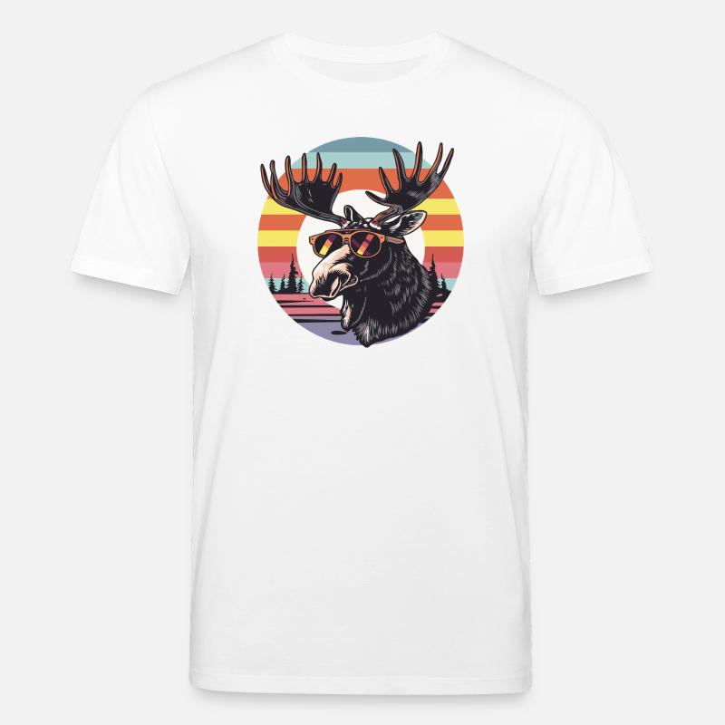 Retro Elch mit Sonnenbrille - Stanley/Stella Unisex Bio-T-Shirt CREATOR  - Weiß
