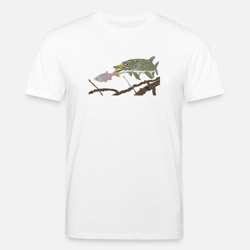 Ein Hecht jagt eine Rotfeder  - Stanley/Stella Unisex Bio-T-Shirt CREATOR  - Weiß