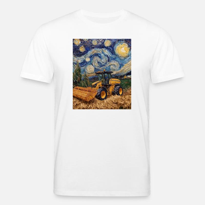 moissonneuse-batteuse fermier style van gogh étoilé - T-shirt bio CREATOR Stanley/Stella Unisexe - blanc