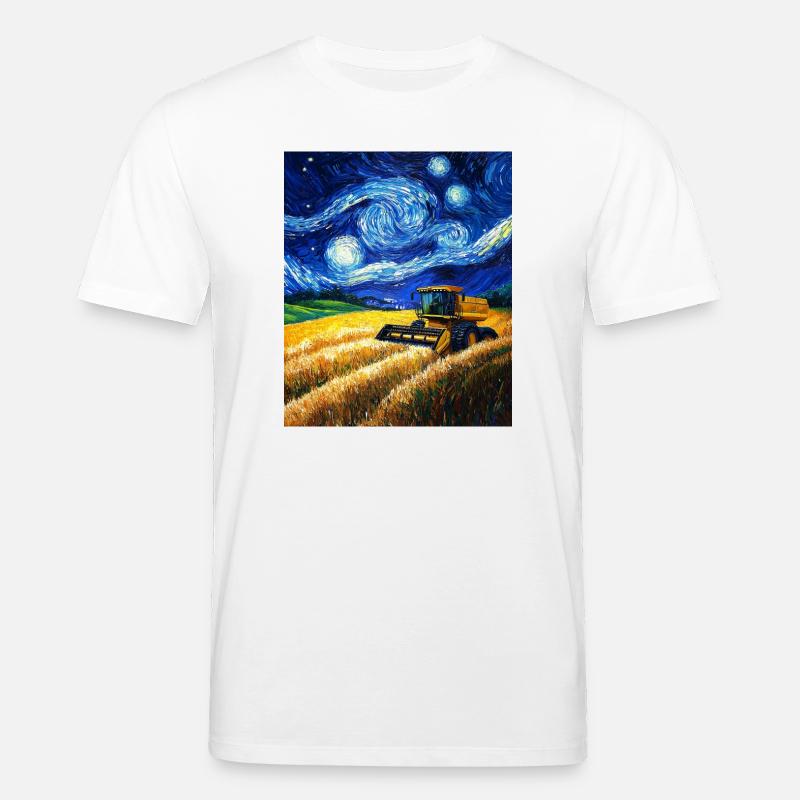 moissonneuse-batteuse fermier style van gogh étoilé - T-shirt bio CREATOR Stanley/Stella Unisexe - blanc