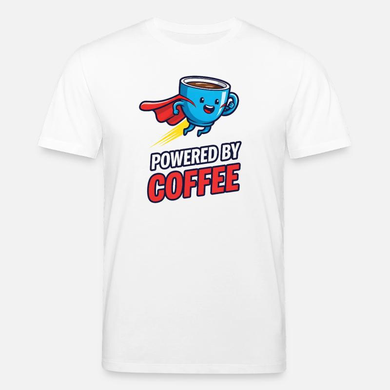 Kaffee Superheld mit Cape - Stanley/Stella Unisex Bio-T-Shirt CREATOR  - Weiß