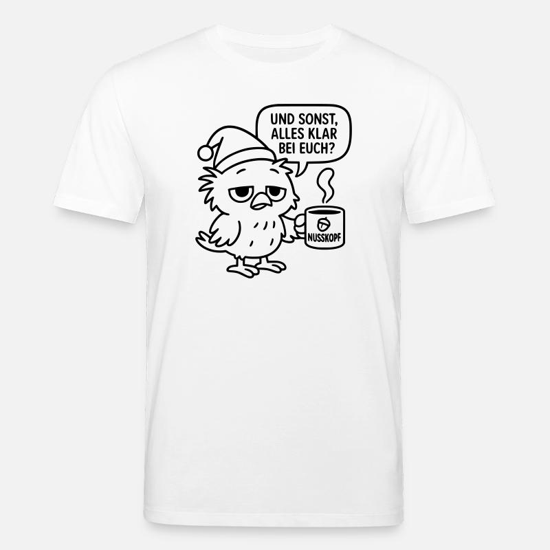 Morgenmuffel Vogel_mit_Kaffeetasse_und_Sprechblase - Stanley/Stella Unisex Bio-T-Shirt CREATOR - Weiß