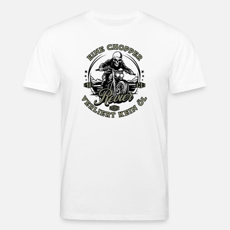 Moto motard chopper squelette - T-shirt bio CREATOR Stanley/Stella Unisexe - blanc