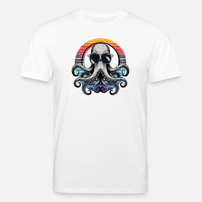 Oktopus mit Sonnenbrille - Stanley/Stella Unisex Bio-T-Shirt CREATOR  - Weiß
