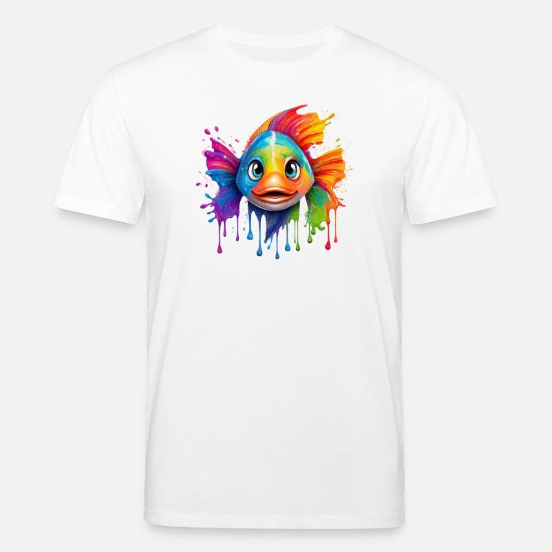 Buntfisch mit Farbexplosion - Stanley/Stella Unisex Bio-T-Shirt CREATOR  - Weiß