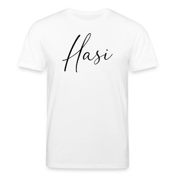Hasi / Conception de l’écriture manuscrite - T-shirt bio CREATOR Stanley/Stella Unisexe - blanc - Devant - Alina (178cm) & Michal (187cm)