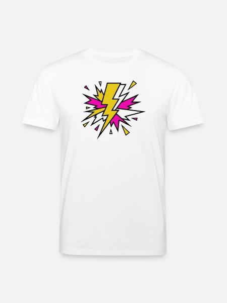 Yellow Beam Neon Explosion - Stanley/Stella CREATOR Unisex Organic T-Shirt - white