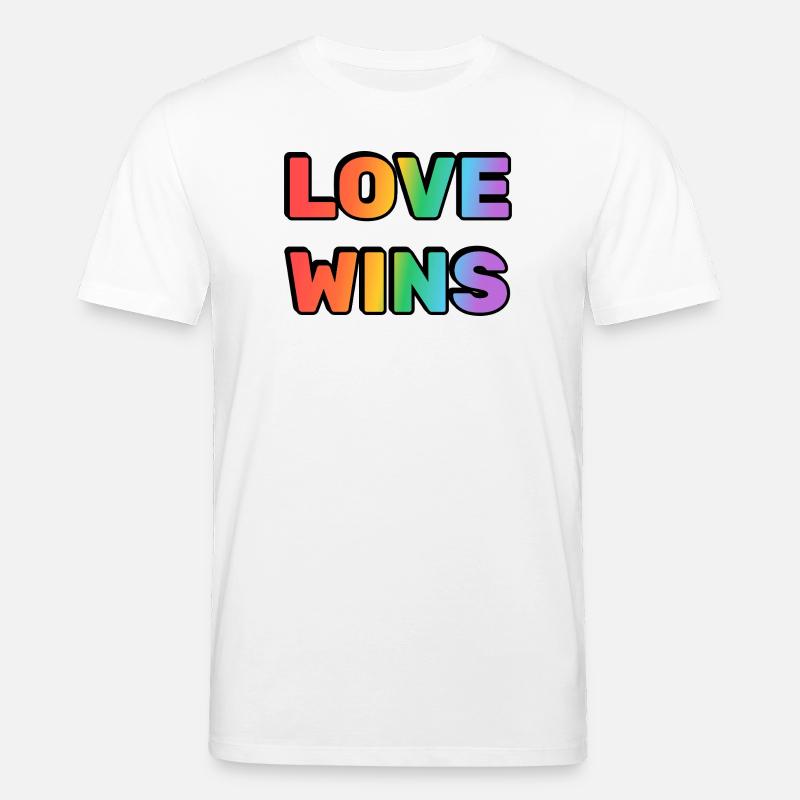 Love Wins Rainbow Gradient Text LGBT - Stanley/Stella Unisex Bio-T-Shirt CREATOR  - Weiß