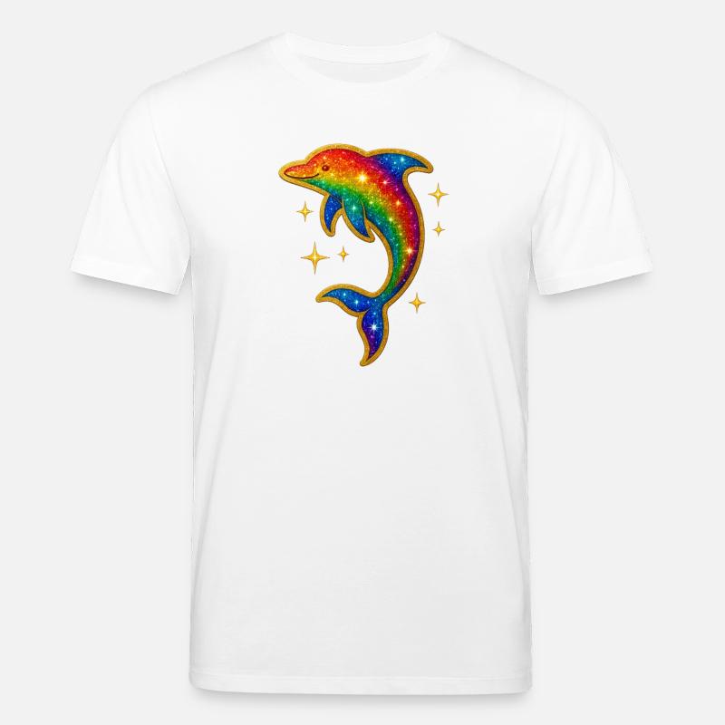 Regenbogen Delfin Glitzerpracht - Stanley/Stella Unisex Bio-T-Shirt CREATOR  - Weiß
