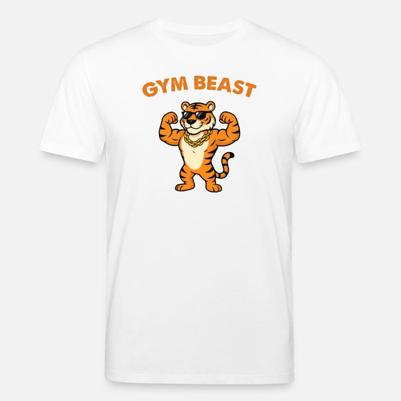 Gym Beast Tiger mit Sonnenbrille - Stanley/Stella Unisex Bio-T-Shirt CREATOR  - Weiß