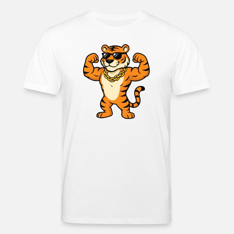 Tiger Sonnenbrille Bodybuilder - Stanley/Stella Unisex Bio-T-Shirt CREATOR  - Weiß