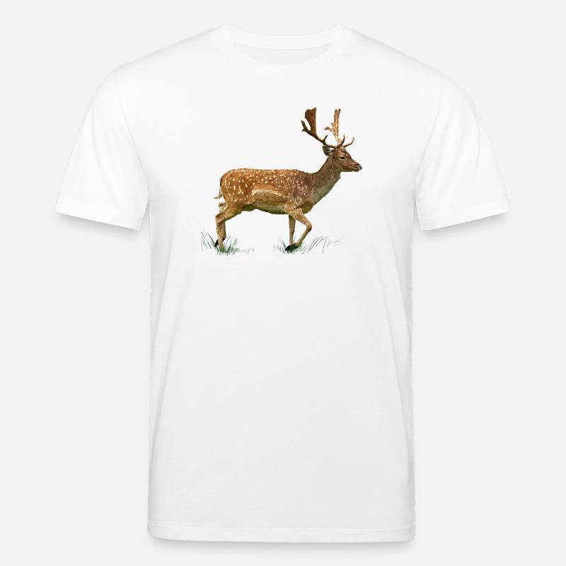 Hirsch im Gras Wald - Stanley/Stella Unisex Bio-T-Shirt CREATOR  - Weiß