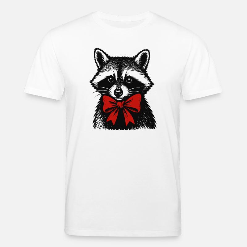 Weihnachts Waschbär mit Schleife - Stanley/Stella Unisex Bio-T-Shirt CREATOR  - Weiß
