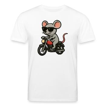 Motorrad-Maus mit Sonnenbrille - Stanley/Stella Unisex Bio-T-Shirt CREATOR  - Weiß - Vorne - Alina (178cm) & Michal (187cm)