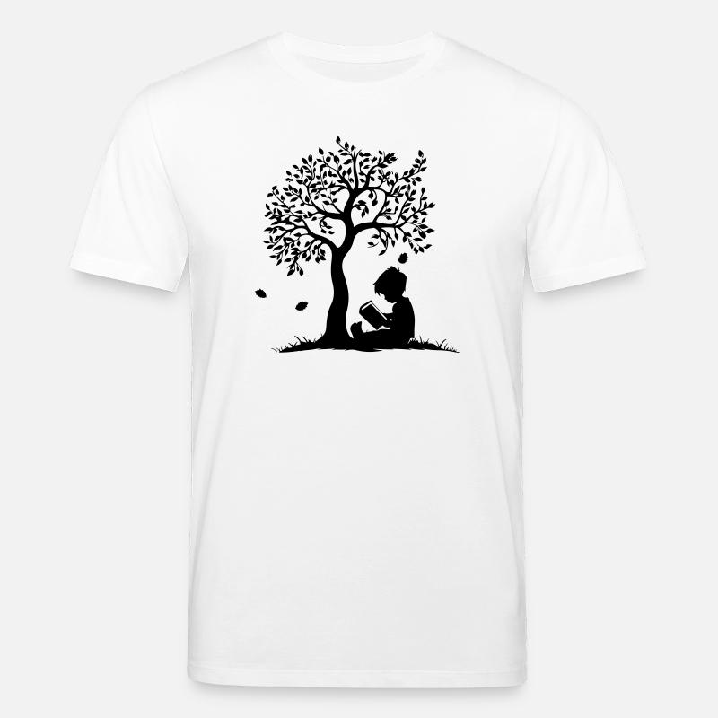 Kind liest unter Baum - Stanley/Stella Unisex Bio-T-Shirt CREATOR  - Weiß