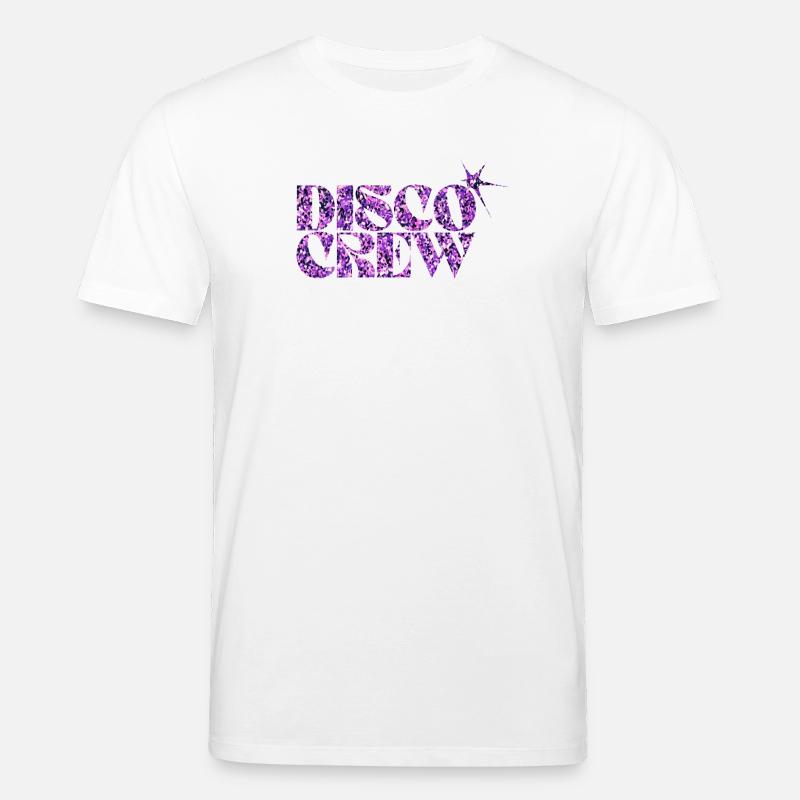 Disco Crew Lilla Glitter-logo - Stanley/Stella CREATOR økologisk unisex T-skjorte - hvit