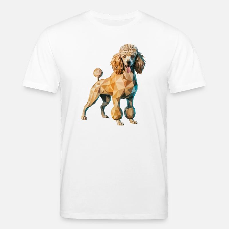 Poodle - Cool Low Poly Logo - Stanley/Stella CREATOR Unisex Organic T-Shirt - white