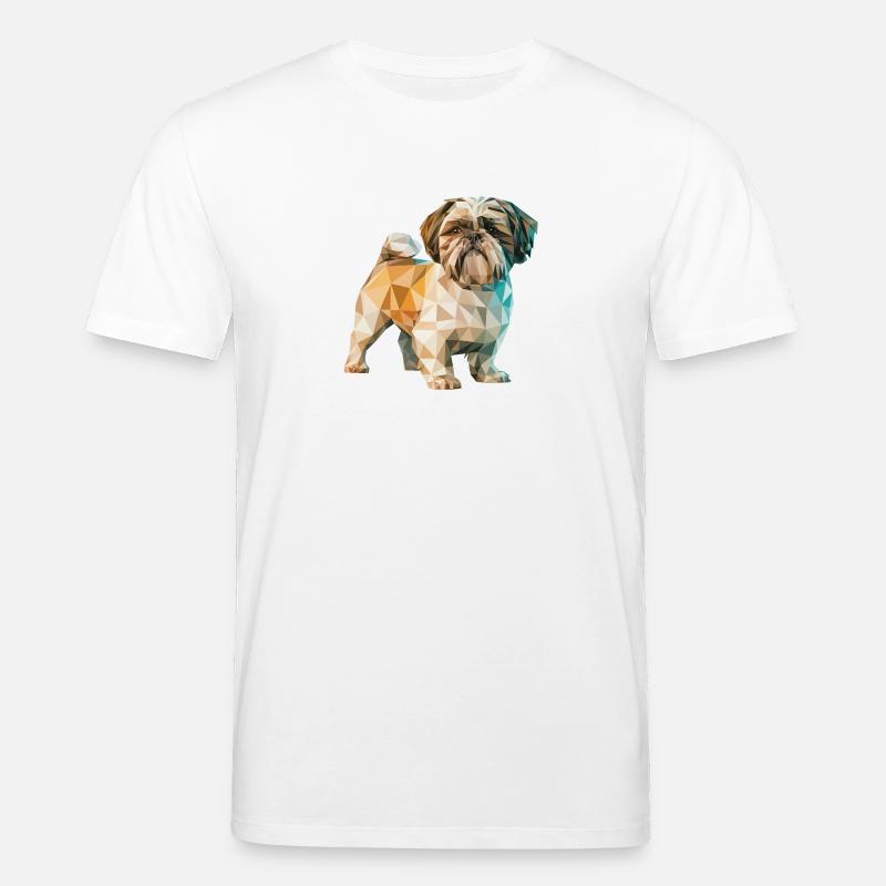 Shih Tzu - Cool Low Poly Logo - T-shirt bio CREATOR Stanley/Stella Unisexe - blanc