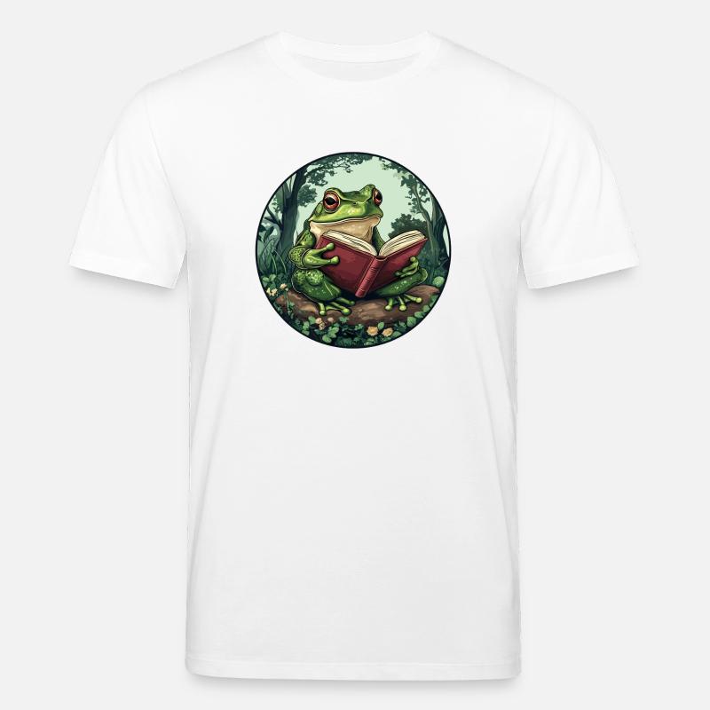 Frosch im Wald liest Buch - Stanley/Stella Unisex Bio-T-Shirt CREATOR  - Weiß