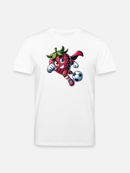 Fußball Erdbeere Superheld Kicker Comic - Stanley/Stella Unisex Bio-T-Shirt CREATOR  - Weiß