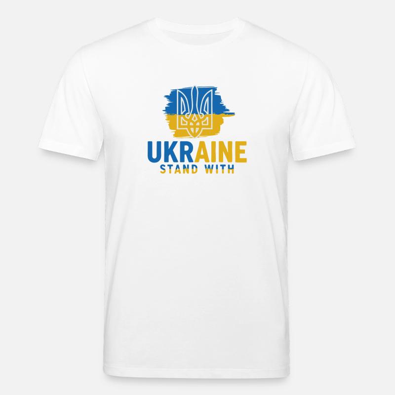 Ukrainische Flagge Emblem Ständer mit - Stanley/Stella Unisex Bio-T-Shirt CREATOR  - Weiß