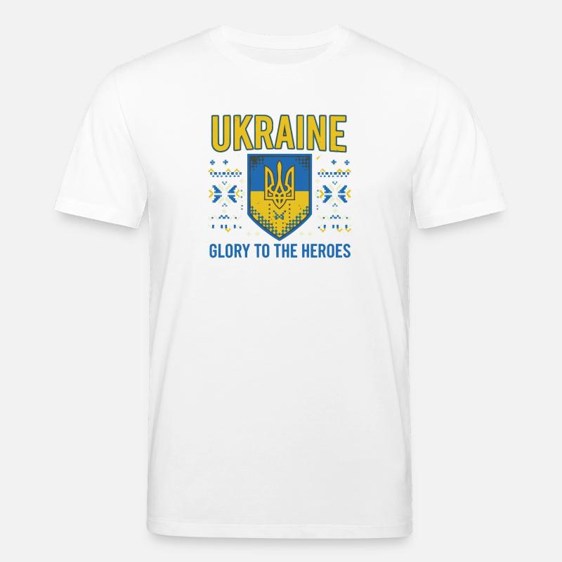 Ukraine Crest Glory Tee - Stanley/Stella CREATOR Unisex Organic T-Shirt - white