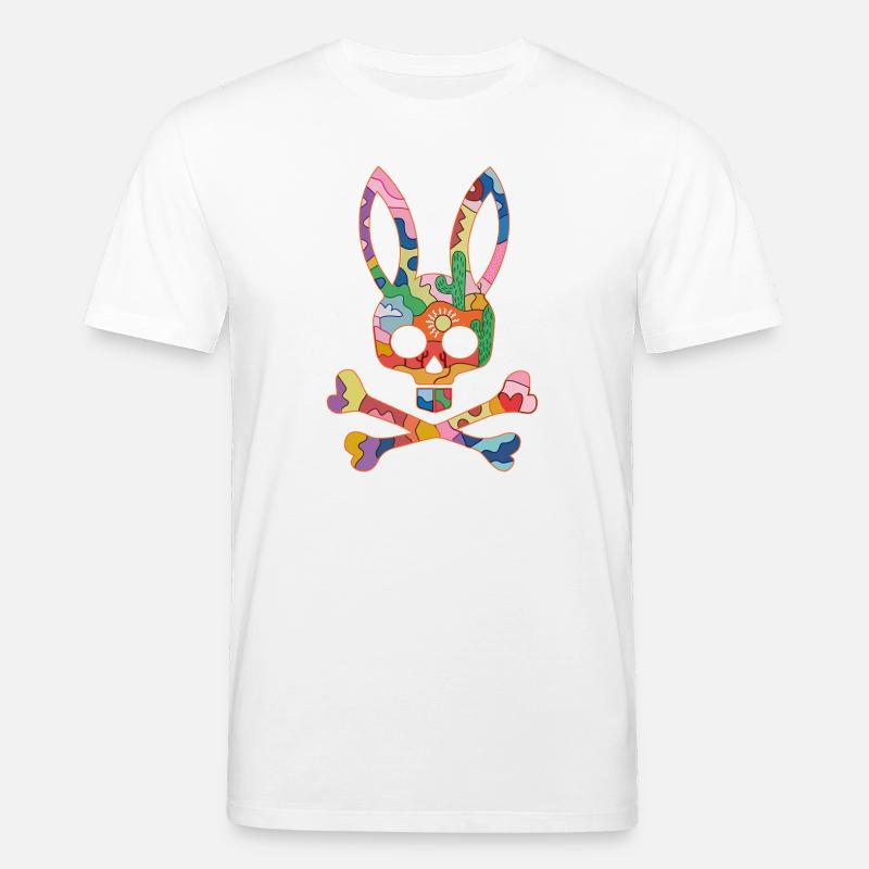 Rainbow Skull Bunny Patch - Stanley/Stella CREATOR Unisex Organic T-Shirt - white