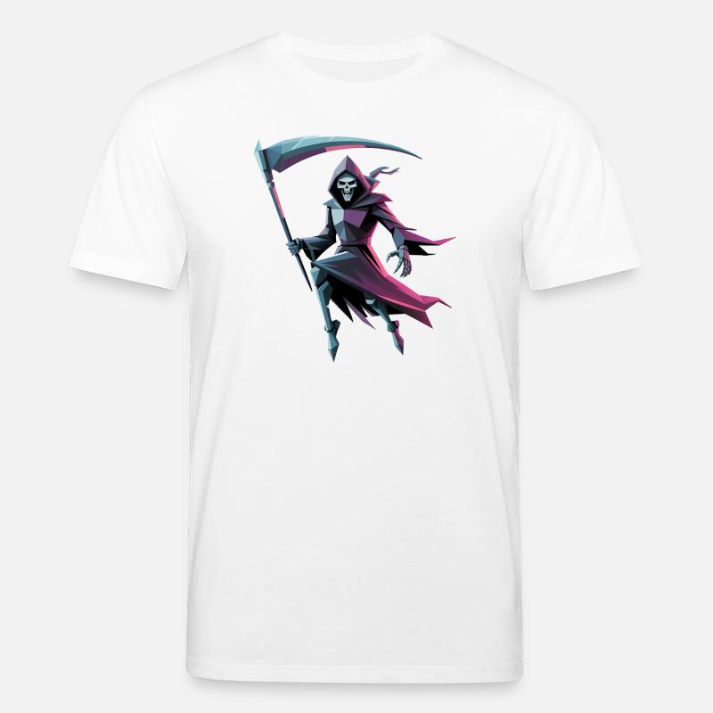 Death Reaper - Cool Low Poly Logo - Stanley/Stella CREATOR Unisex Organic T-Shirt - white