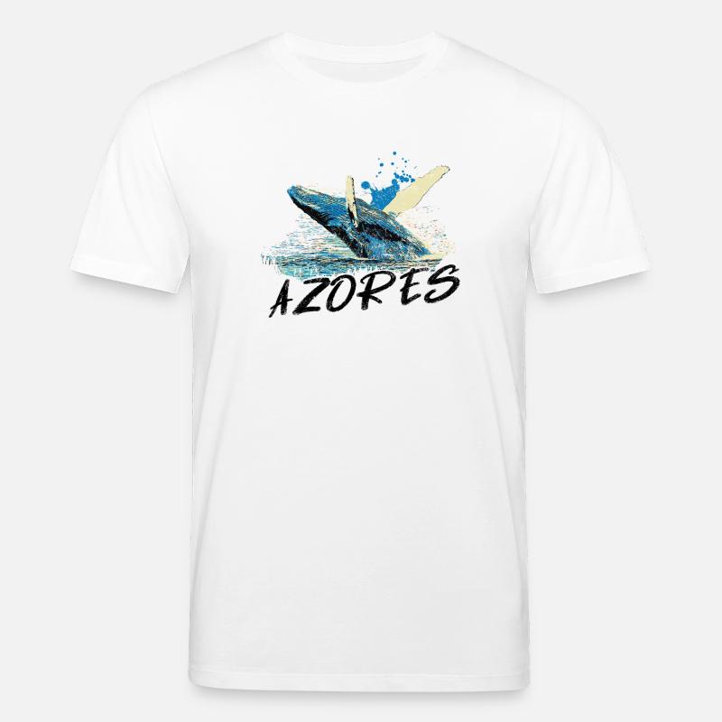 Blaue abstrakte Welle mit Buckelwal - Stanley/Stella Unisex Bio-T-Shirt CREATOR  - Weiß
