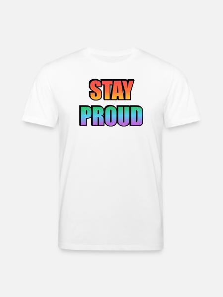 Stay Proud Gradient Text Design - Stanley/Stella CREATOR Unisex Organic T-Shirt - white