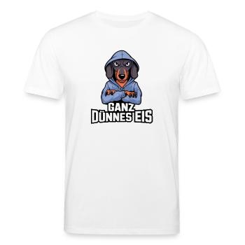  Ganz Dünnes Eis Dackel Spruch Hund Lustig Cool - Stanley/Stella Unisex Bio-T-Shirt CREATOR  - Weiß - Vorne - Alina (178cm) & Michal (187cm)