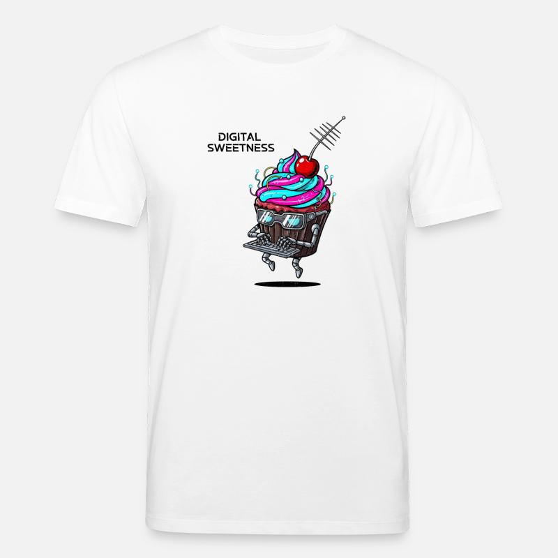 Cyber Cupcake avec robot à clavier - T-shirt bio CREATOR Stanley/Stella Unisexe - blanc