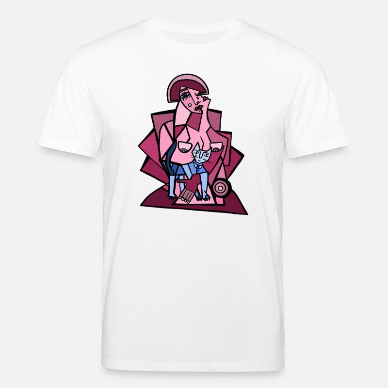 Moi, trop réfléchir avec mon chat - T-shirt bio CREATOR Stanley/Stella Unisexe - blanc