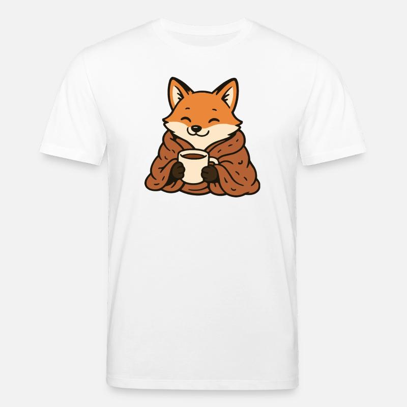 Cuddly fox with mug - Stanley/Stella CREATOR Unisex Organic T-Shirt - white