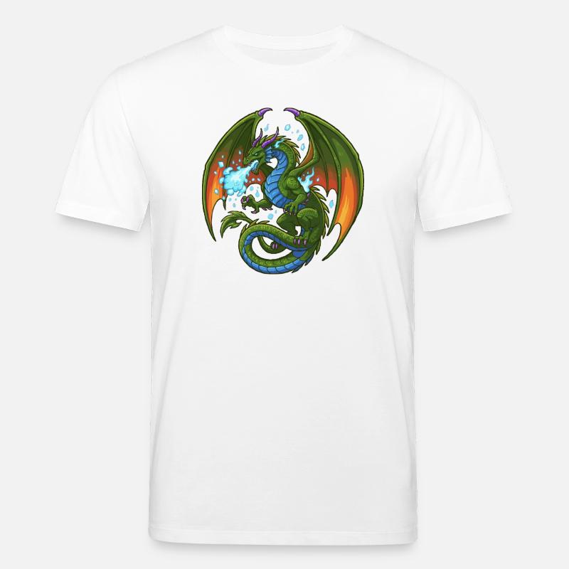 Blaugrüner Drache Eisspucker - Stanley/Stella Unisex Bio-T-Shirt CREATOR  - Weiß
