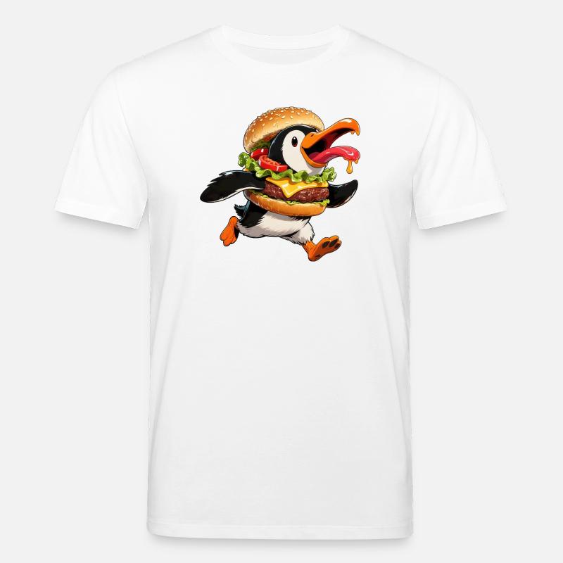 Drôle pingouin Halloween Fast Food Cheeseburger - T-shirt bio CREATOR Stanley/Stella Unisexe - blanc