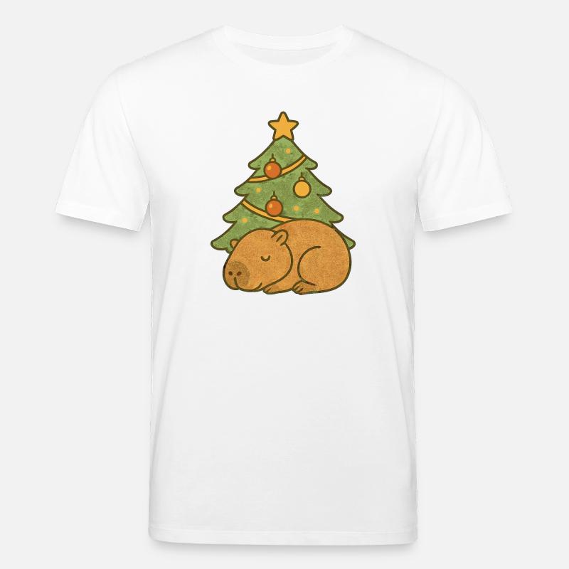 ✨ Schlafendes Capybara unterm Weihnachtsbaum 🎄 - Stanley/Stella Unisex Bio-T-Shirt CREATOR  - Weiß