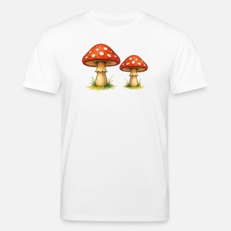 Red toadstools in the grass - Stanley/Stella CREATOR Unisex Organic T-Shirt - white