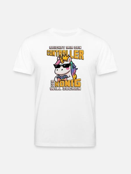 Einhorn - König will zocken - Stanley/Stella Unisex Bio-T-Shirt CREATOR  - Weiß