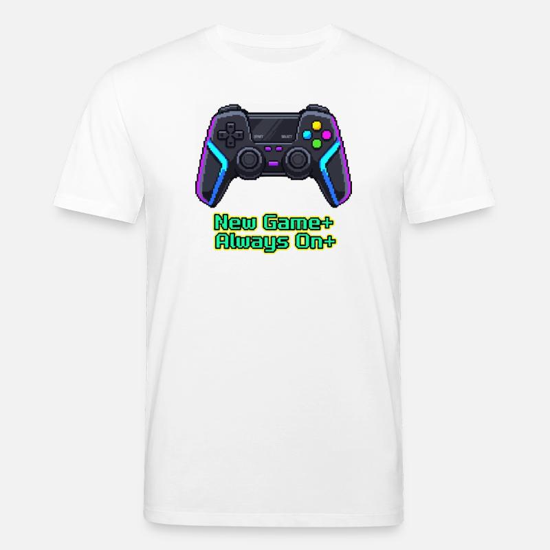 Neon Pixel Controller New Game Plus - Stanley/Stella CREATOR Unisex Organic T-Shirt - white