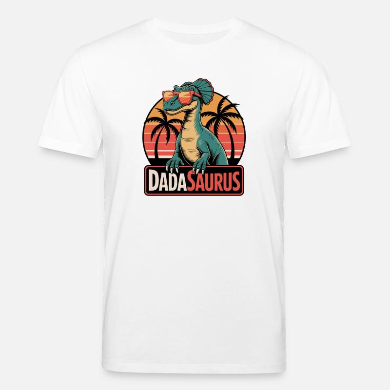 Dadasaurus Cool Dinosaur Retro Palm Trees - Stanley/Stella CREATOR Unisex Organic T-Shirt - white