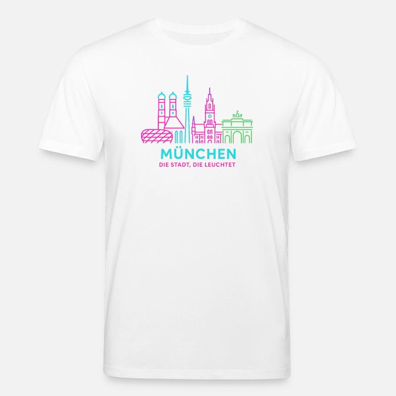 München Neon Skyline - Stanley/Stella Unisex Bio-T-Shirt CREATOR  - Weiß
