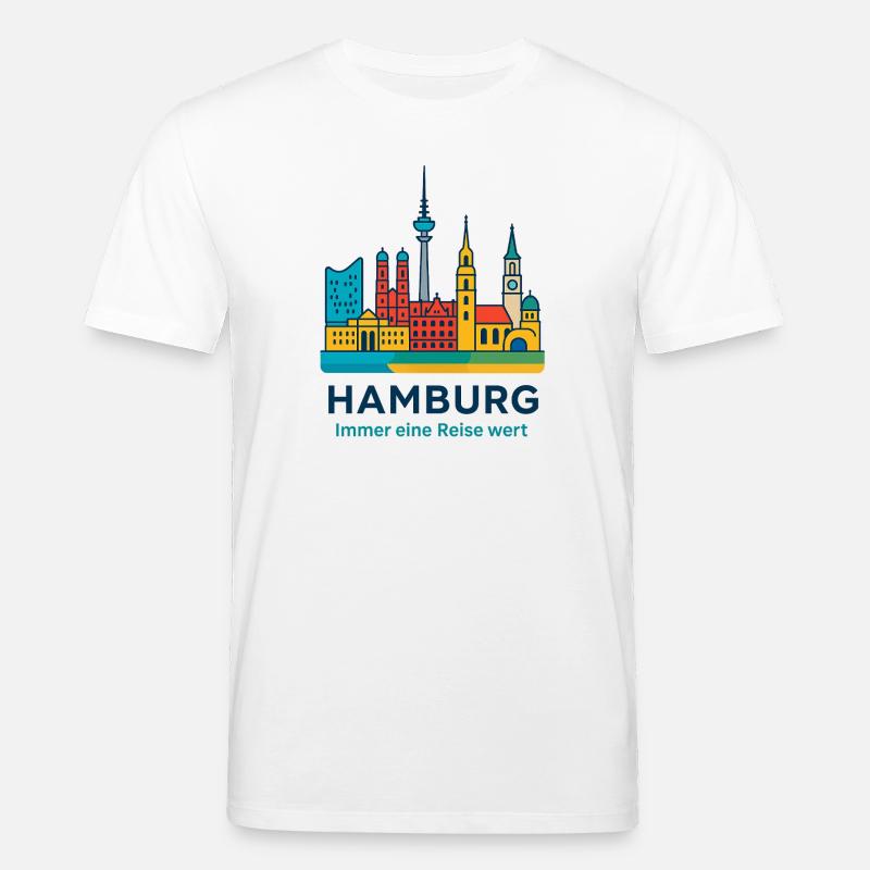 Silhouette de Hambourg Toujours à visiter - T-shirt bio CREATOR Stanley/Stella Unisexe - blanc
